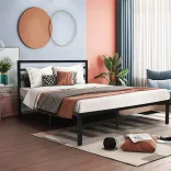 Bella metal bed frame with a free slatted base, available in multiple sizes and colors - Black 180x200 cm - black