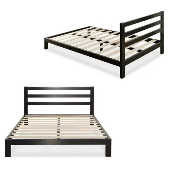 Bella metal bed frame with a free slatted base, available in multiple sizes and colors - Black 180x200 cm - black