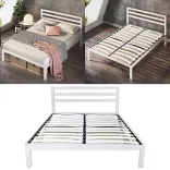 Bella metal bed frame with a free slatted base, available in multiple sizes and colors - White 180x200 cm - White