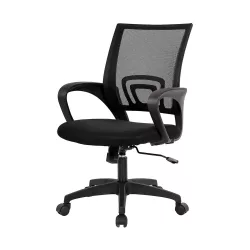 Armrest Office Swivel Chair in Multiple Colors - Black