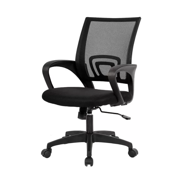 Armrest Office Swivel Chair in Multiple Colors - Black