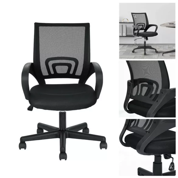 Armrest Office Swivel Chair in Multiple Colors - Black