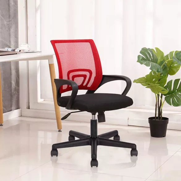 Armrest Office Swivel Chair in Multiple Colors - Red