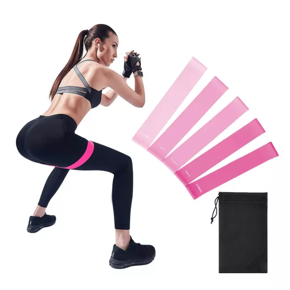 5-piece resistance band set, various types - pink
