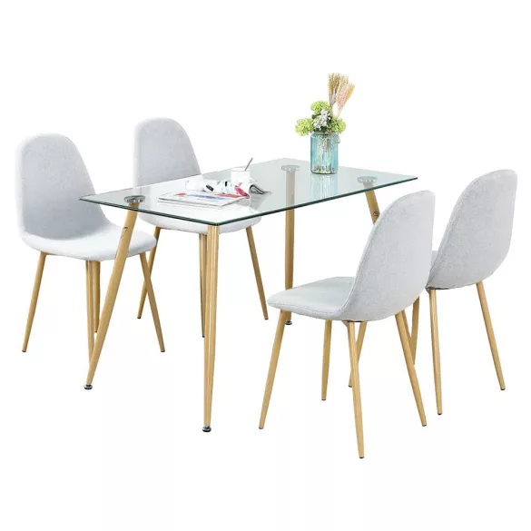 4 pcs fabric-covered chair set, available in multiple colors - white
