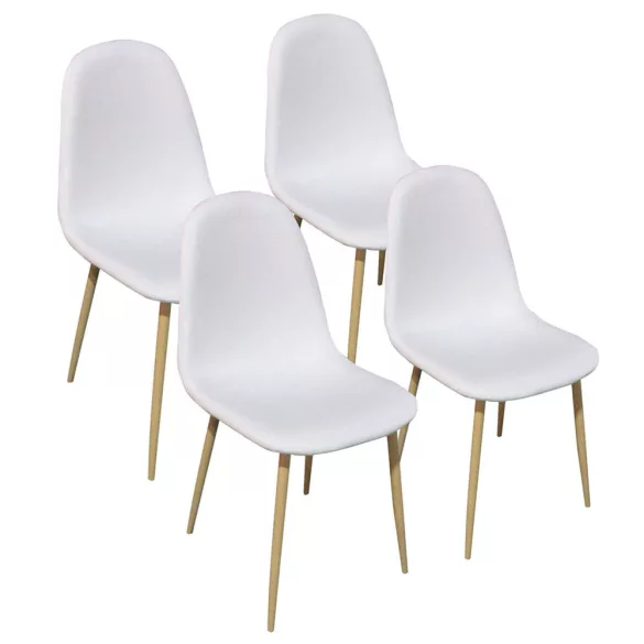 4 pcs fabric-covered chair set, available in multiple colors - white