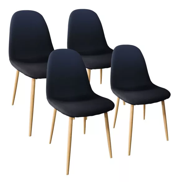 4 fabric-covered chairs, available in multiple colors - black