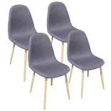 Set of 4 Fabric Upholstered Chairs in Multiple Colors - Grey