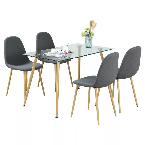 Set of 4 Fabric Upholstered Chairs in Multiple Colors - Grey