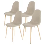 Set of 4 Fabric Upholstered Chairs, Multiple Colors - Beige