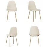 Set of 4 Fabric Upholstered Chairs, Multiple Colors - Beige