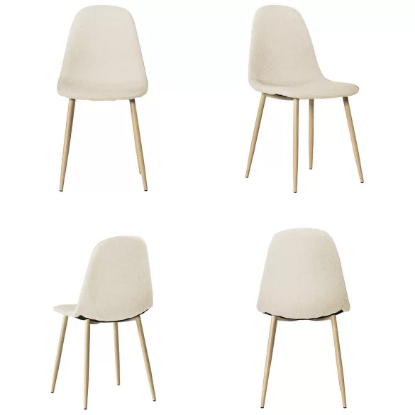 Set of 4 Fabric Upholstered Chairs, Multiple Colors - Beige