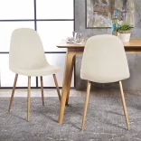 Set of 4 Fabric Upholstered Chairs, Multiple Colors - Beige