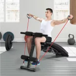 Adjustable Bench with Resistance Bands and Dumbbells