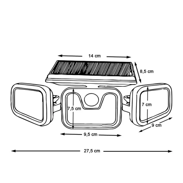 3 panel rotating solar lamp