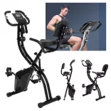 Folding Exercise Bike with Backrest and Resistance Bands