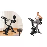 Folding Exercise Bike with Backrest and Resistance Bands