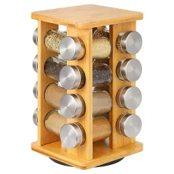 Bamboo Spice Rack, 16-Piece Set