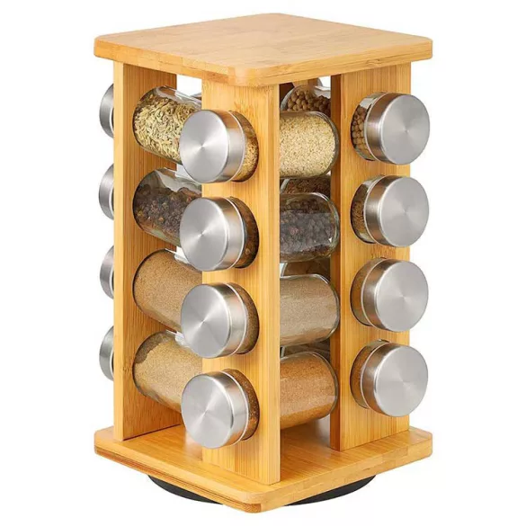 Bamboo Spice Rack, 16-Piece Set
