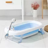 Foldable Baby Bathtub with Net, 2 Colors - Blue