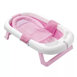 Foldable Baby Bathtub with Net, 2 Colors - Pink