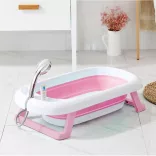 Foldable Baby Bathtub with Net, 2 Colors - Pink