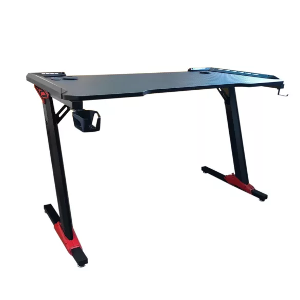 Professional Gaming Desk with Carbon Fiber Coating and LED Lighting