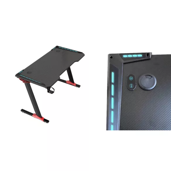 Professional Gaming Desk with Carbon Fiber Coating and LED Lighting