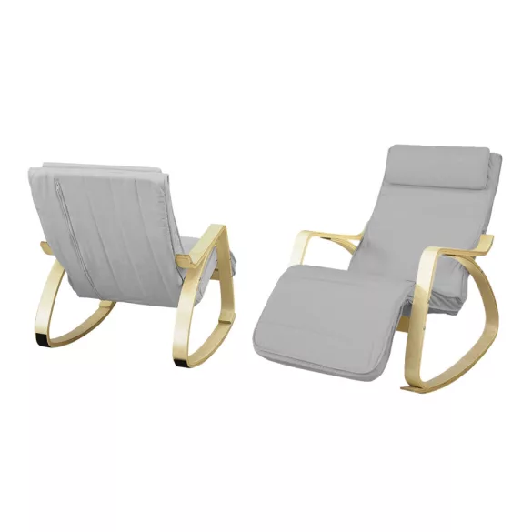 Rocking Chair with Adjustable Footrest - Grey