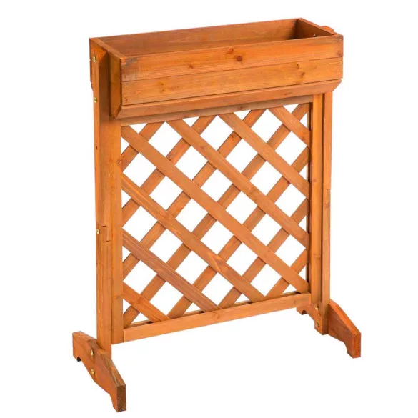 Wooden Flower Box with Trellis