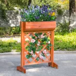 Wooden Flower Box with Trellis