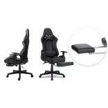 Gamer chair with footrest, black
