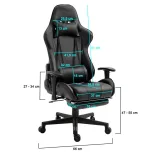 Gamer chair with footrest, black