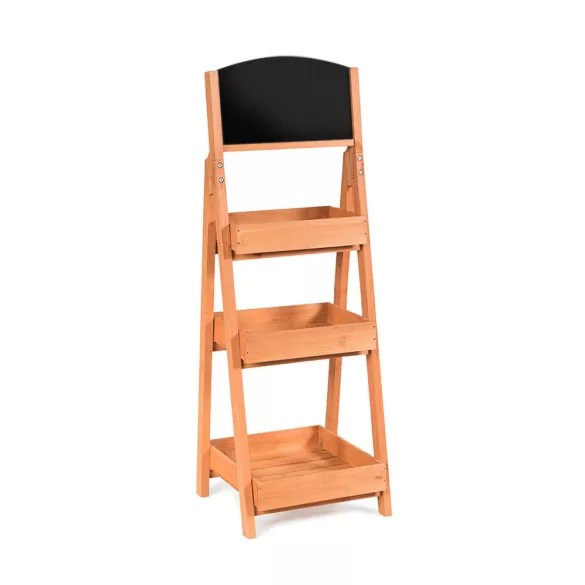 3-tier wooden storage with chalkboard
