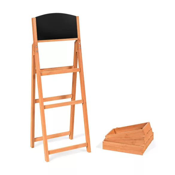 3-tier wooden storage with chalkboard
