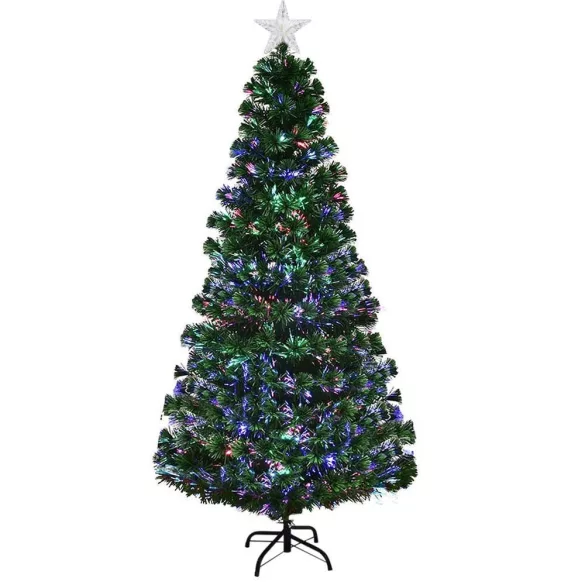 Artificial Christmas Tree with Fiber Optics and Colorful LED - 210 cm