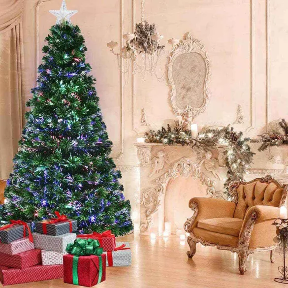 Artificial Christmas Tree with Fiber Optics and Colorful LED - 210 cm