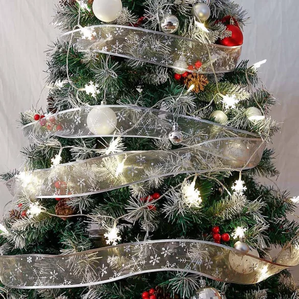 250 LED Christmas Ribbon, Silver, 25 m