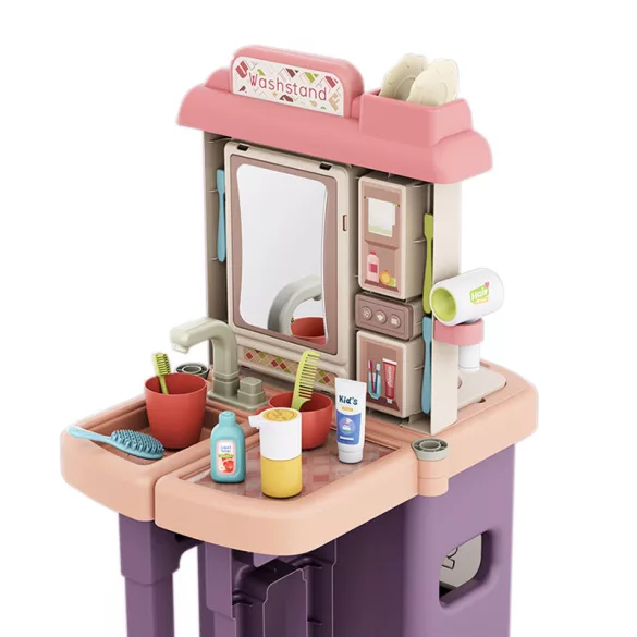 2-in-1 Play Kitchen and Bathroom, 43 Pieces