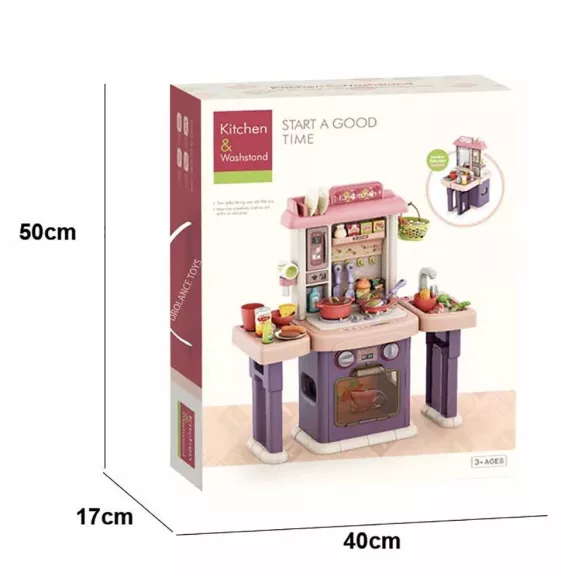 2-in-1 Play Kitchen and Bathroom, 43 Pieces