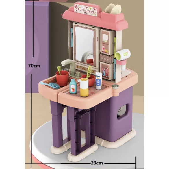 2-in-1 Play Kitchen and Bathroom, 43 Pieces