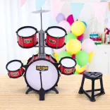 Toy Drum Set with Chair, Burgundy