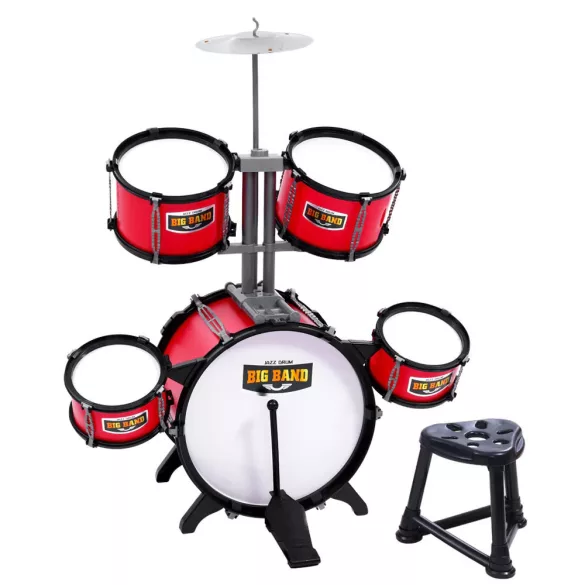 Toy Drum Set with Chair, Burgundy