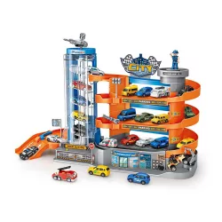 4-level parking garage with elevator, 6 vehicles