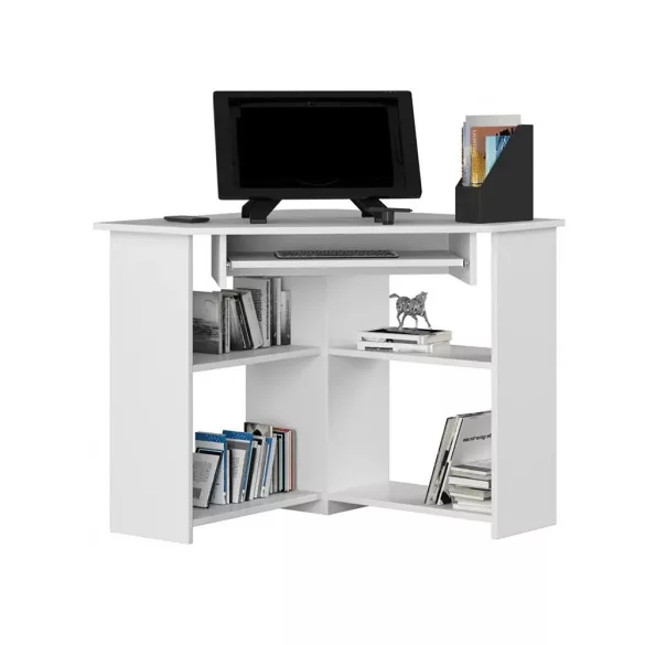 Corner Laptop Desk, White