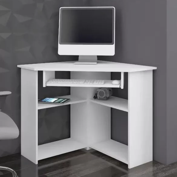 Corner Laptop Desk, White