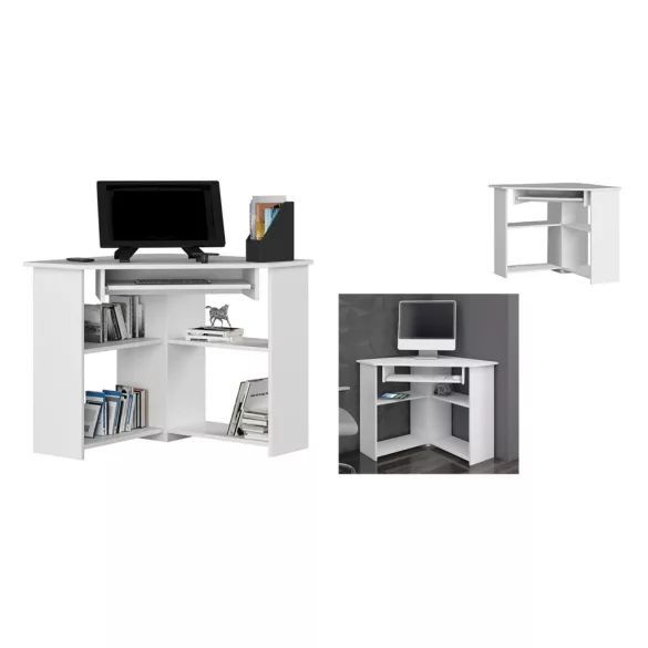 Corner Laptop Desk, White