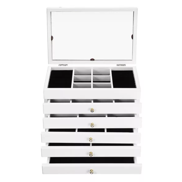 6-compartment jewelry organizer, white