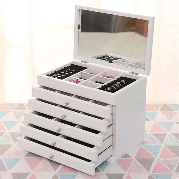 6-compartment jewelry organizer, white