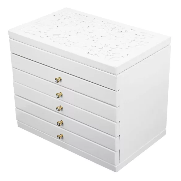 6-compartment jewelry organizer, white